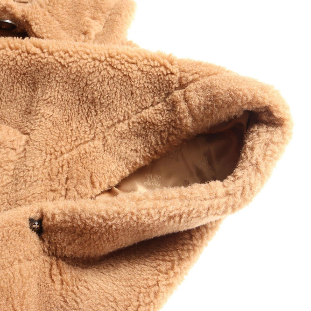 Max Mara Poncho Newterzo Teddy Bear Icon Fleece Cape Coat Brown Silk Jacket — view 7
