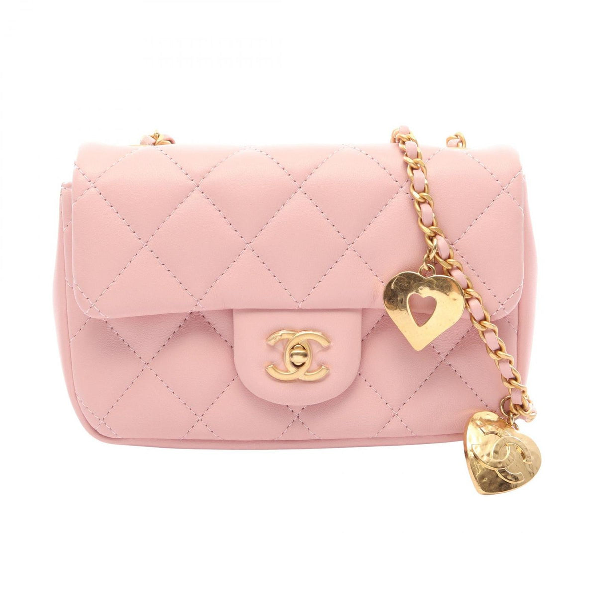 Chanel Shoulder Bag Mini Quilted Light Pink Lambskin Small Flap Chain