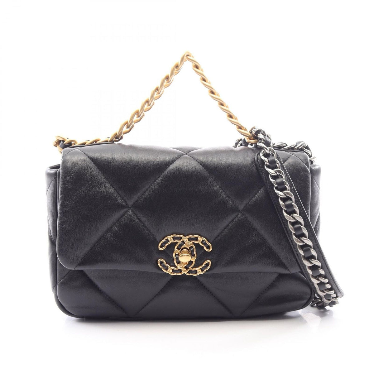 Chanel Shoulder Bag 19 Dixneuf Quilted 2-Way Black Lambskin Chanel 19 Chain