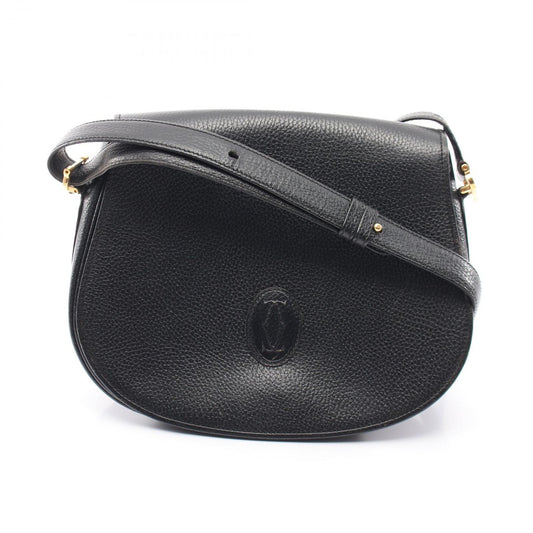 Cartier Shoulder Bag Must Line Black Leather