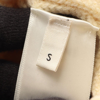 Celine Knit Triomphe Patch White Wool Crew Sweater — view 5