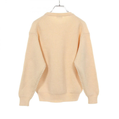 Celine Knit Triomphe Patch White Wool Crew Sweater — view 2