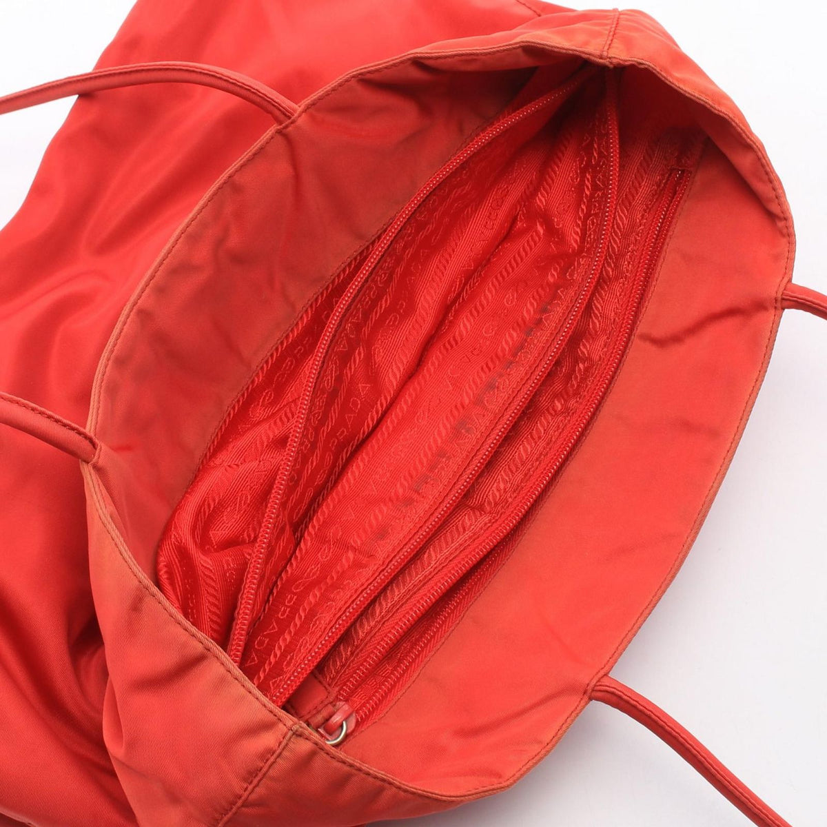 Prada Tote Triangle Logo Red Nylon — view 8