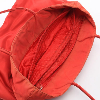 Prada Tote Triangle Logo Red Nylon — view 8