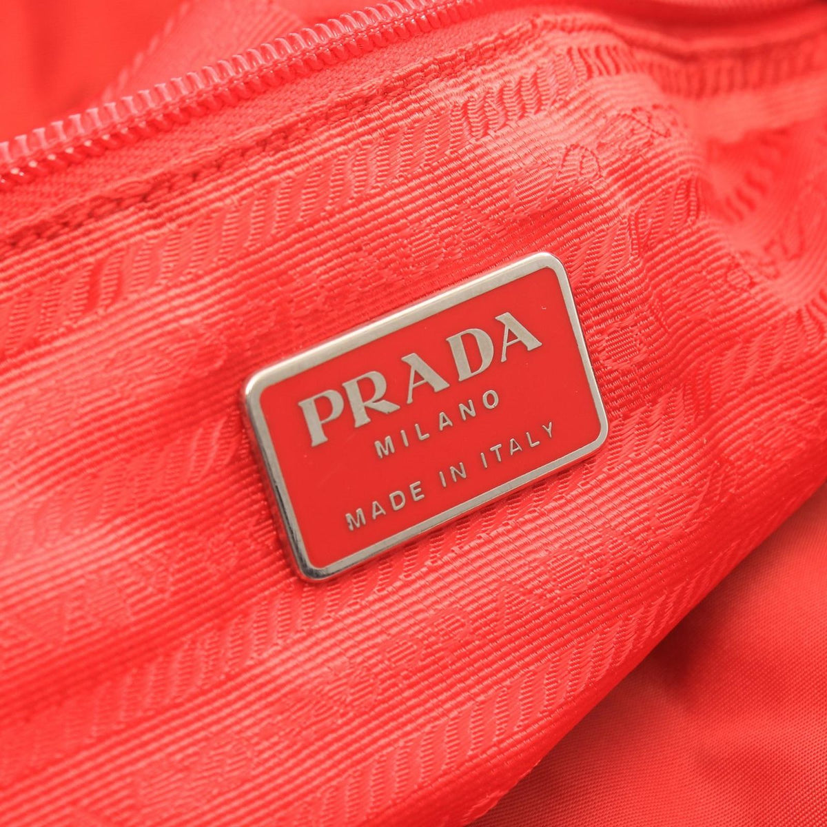Prada Tote Triangle Logo Red Nylon — view 4