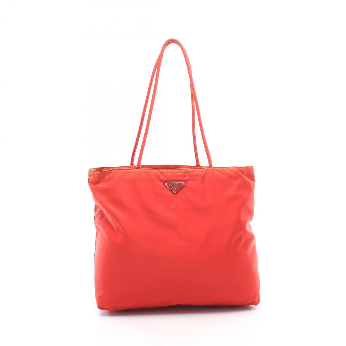 Prada Tote Triangle Logo Red Nylon