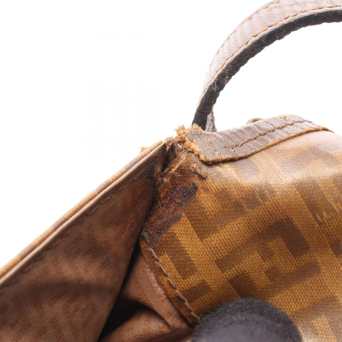 Fendi Shoulder Bag Zucca Brown Leather Pouch — view 7