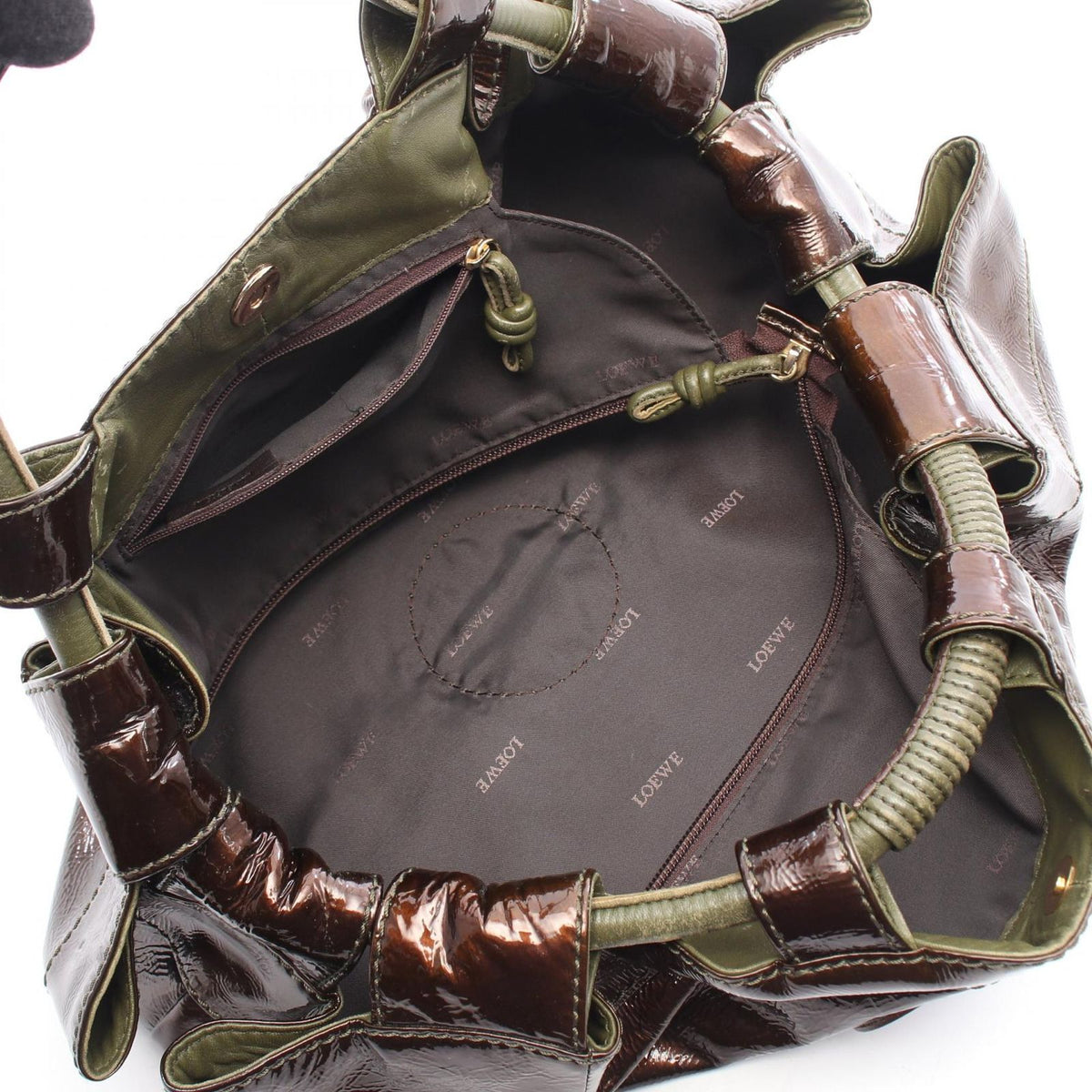 Loewe Handbag Nappa Aire Dark Brown Khaki Leather — view 3