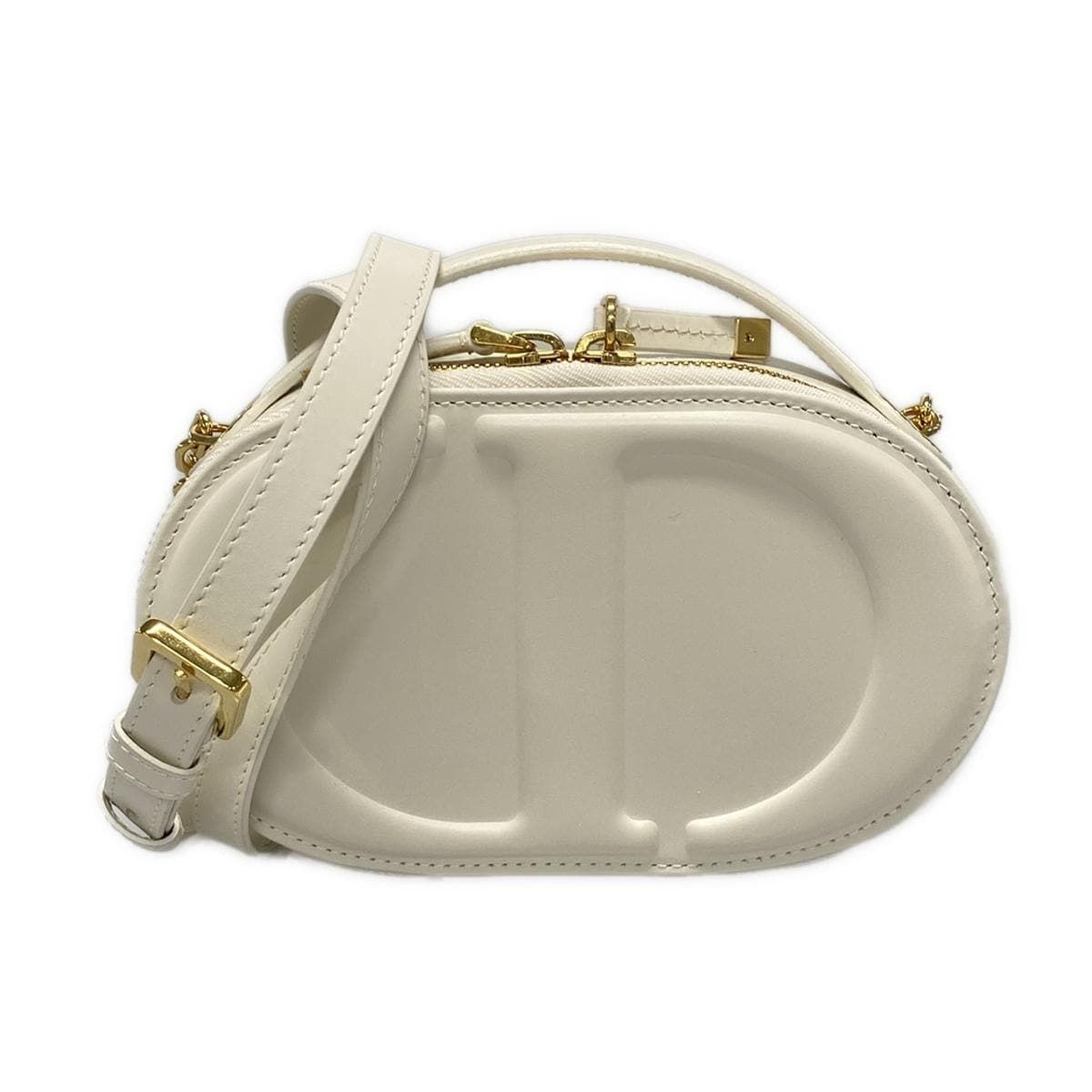 Dior Shoulder Bag CD Signature Oval White Leather