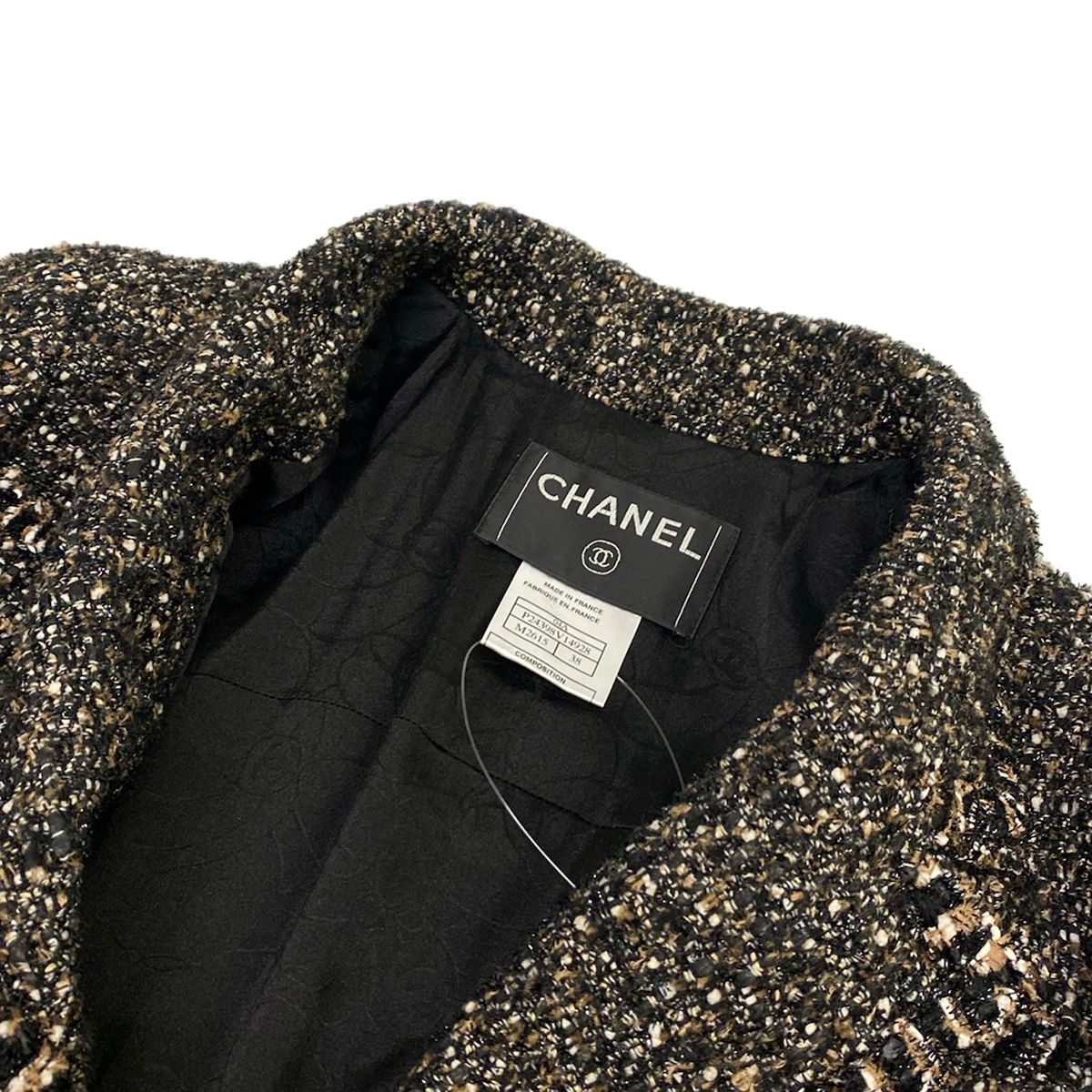Chanel Jacket M Black Beige Multi CC Logo Long Sleeve — view 8