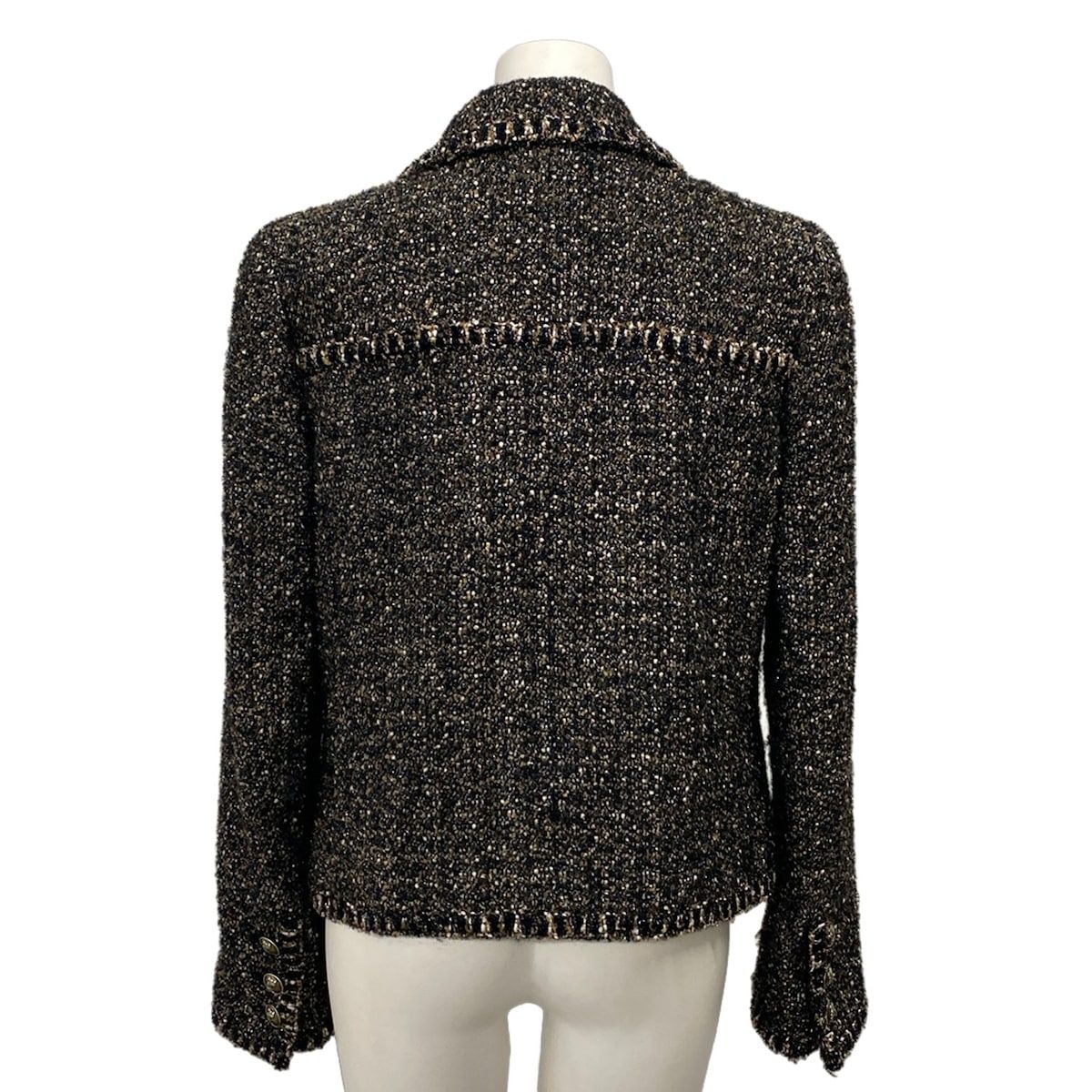 Chanel Jacket M Black Beige Multi CC Logo Long Sleeve — view 2