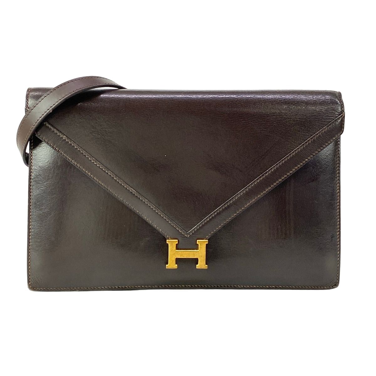 Hermes Shoulder Bag Liddy Dark Brown Gold