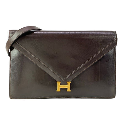 Hermes Shoulder Bag Liddy Dark Brown Gold