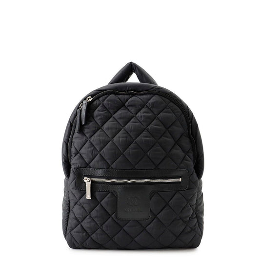Chanel Backpack Quilted CC Logo Coco Cocoon Nylon Black