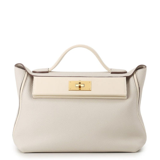 Hermes 24/24 29 Sac Vanquatre Verso Pearl Gray Nata Gold Togo Swift 2-Way