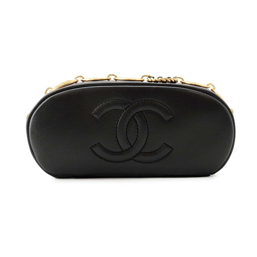 Chanel Backpack Quilted CC Logo Icon Chain Leather Black — view 3