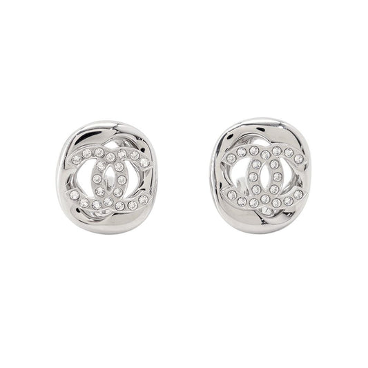 Chanel Earrings Rhinestone CC Logo