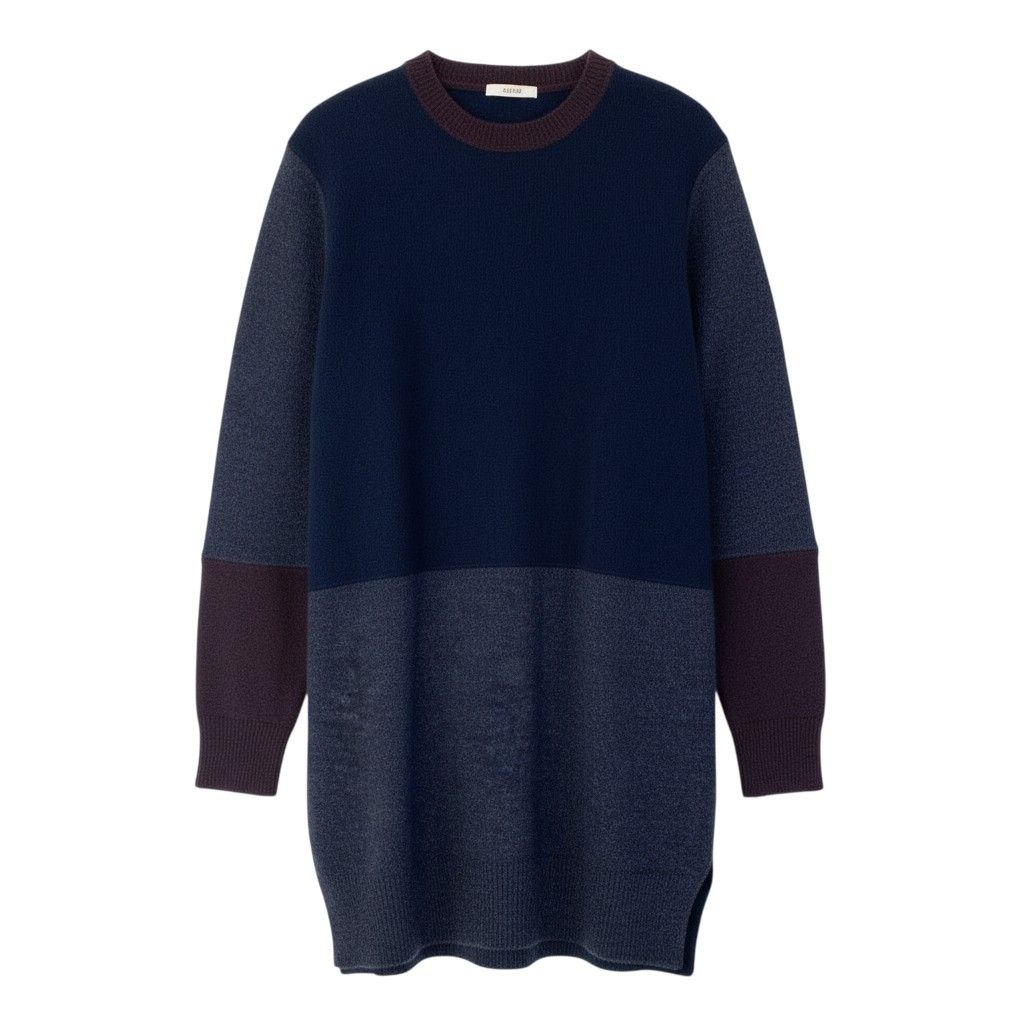 Celine Switchable Knit Dress Knee-Length Wool Cashmere Blend Long Sleeve