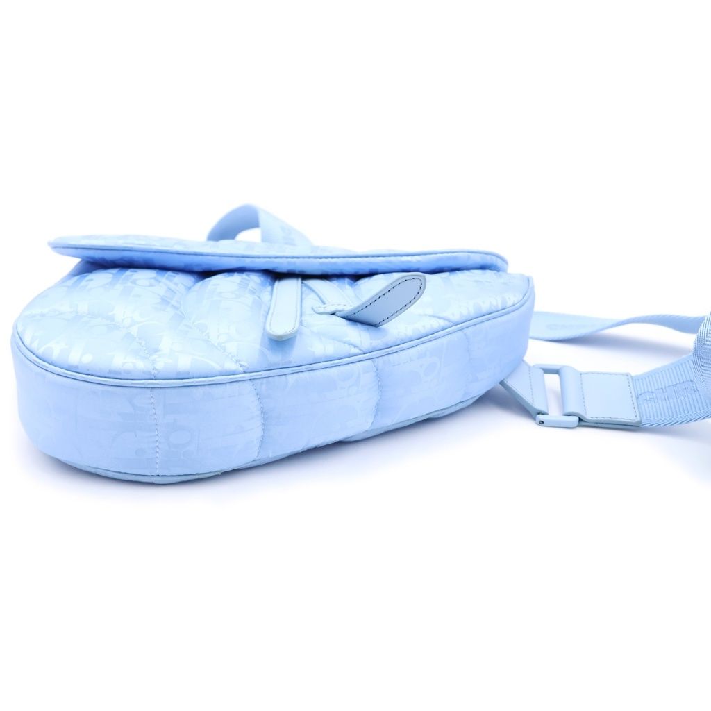 Dior x Edl Mirage Quilted Saddle Bag Light Blue Nylon — view 4