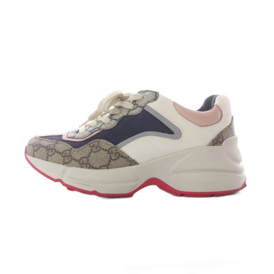 Gucci Rhyton GG Sneakers Thick Sole Leather Multicolor Navy White Pink Beige