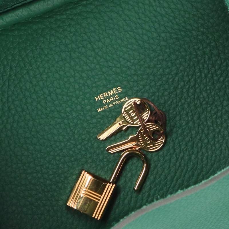 Hermes Picotin Lock PM Taurillon Clemence Vert Jade Handbag PM — view 3