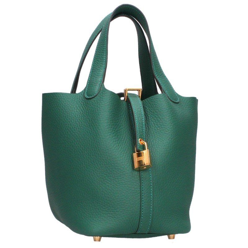 Hermes Picotin Lock PM Taurillon Clemence Vert Jade Handbag PM
