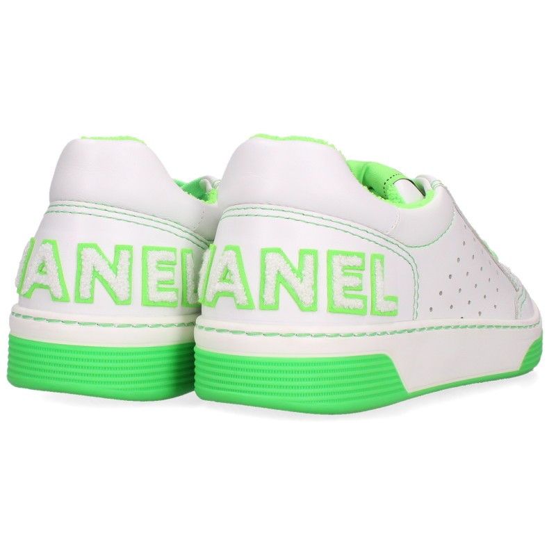 Chanel Logo Patch Leather Low Top Sneakers — view 2