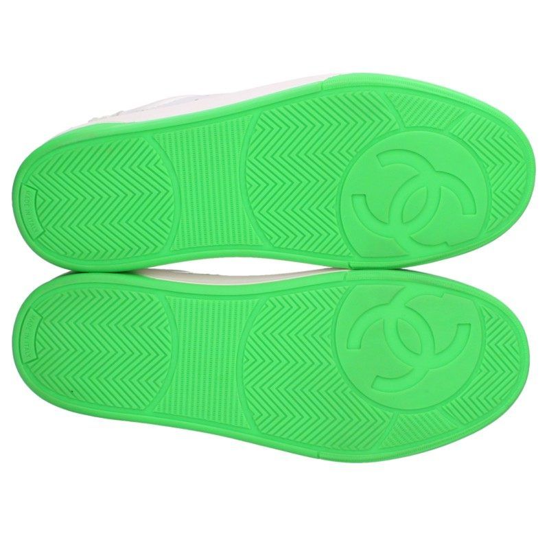 Chanel Logo Patch Leather Low Top Sneakers — view 3