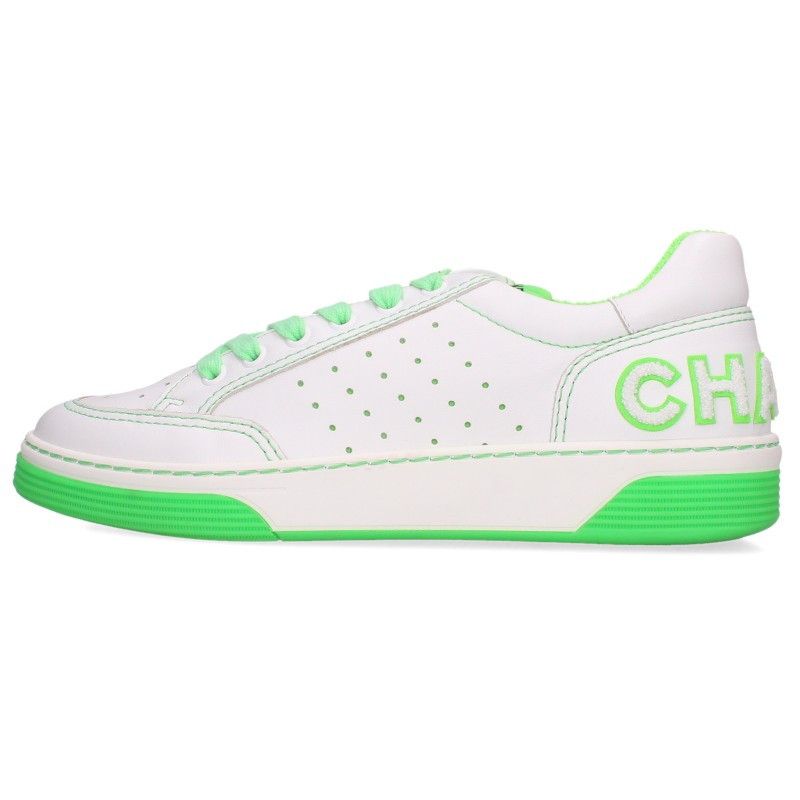 Chanel Logo Patch Leather Low Top Sneakers