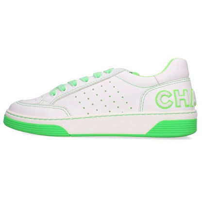 Chanel Logo Patch Leather Low Top Sneakers