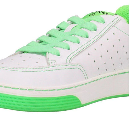 Chanel Logo Patch Leather Low Top Sneakers — view 5