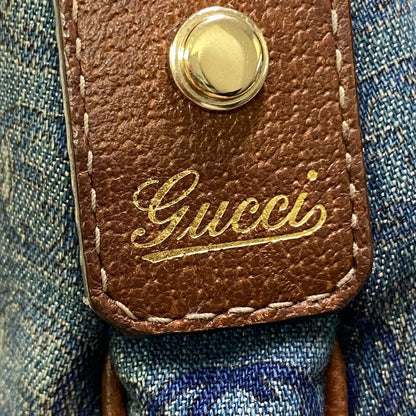 Gucci Abbey Denim Shoulder Bag Indigo Brown — view 8