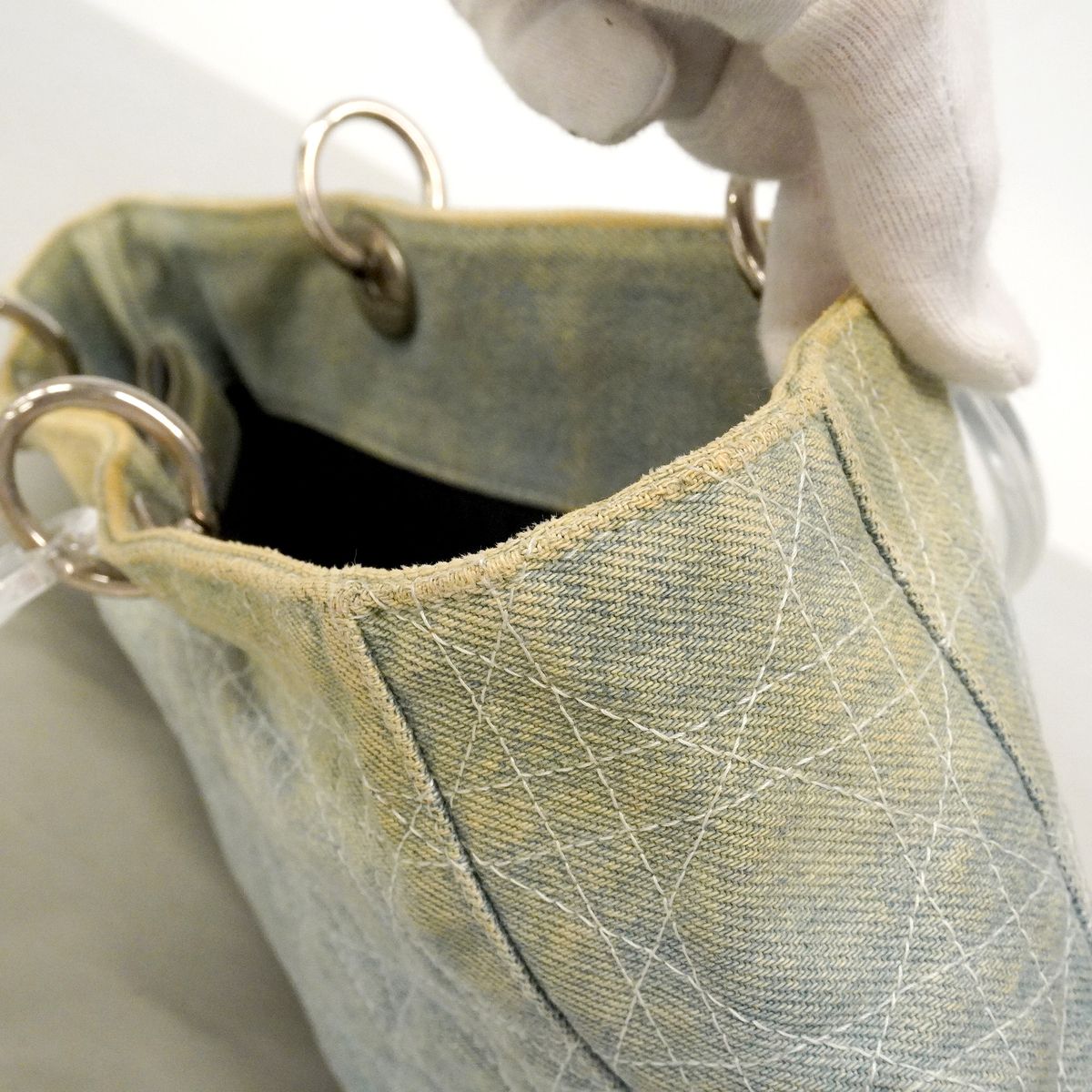 Dior Tote Cannage Denim Blue Silver — view 7