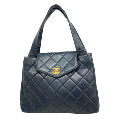 Chanel Handbag Quilted Lambskin Black Gold