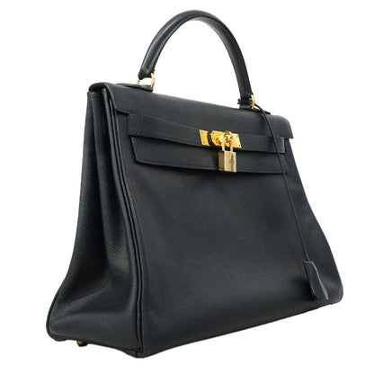 Hermes Handbag Kelly 32 Courchevel Navy Gold — view 2
