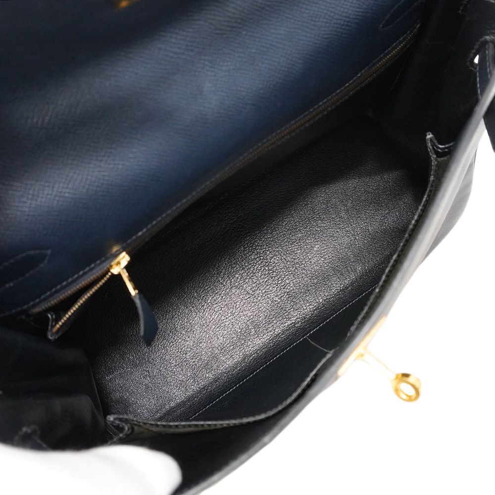Hermes Handbag Kelly 32 Courchevel Navy Gold — view 4