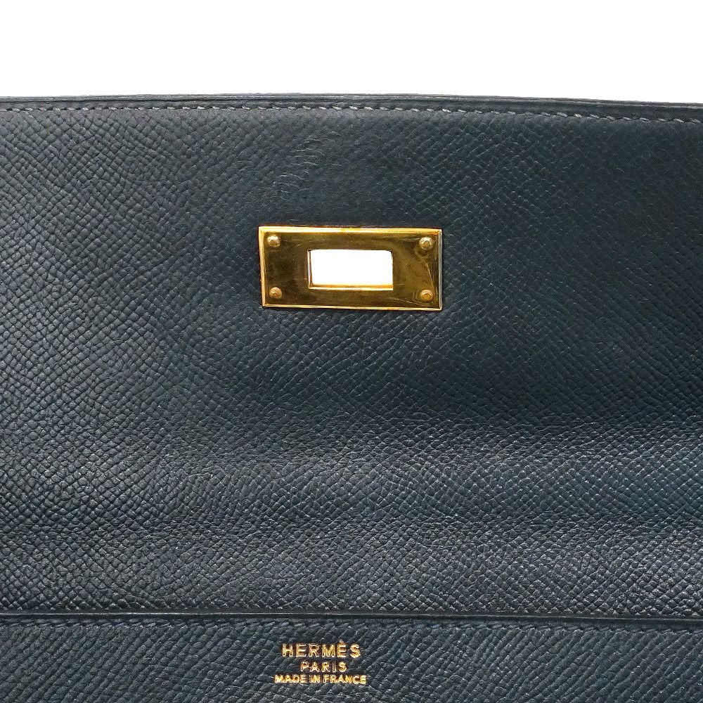 Hermes Handbag Kelly 32 Courchevel Navy Gold — view 8