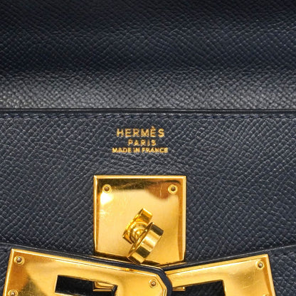 Hermes Handbag Kelly 32 Courchevel Navy Gold — view 5