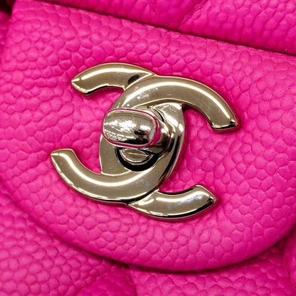 Chanel Shoulder Bag Quilted Caviar Leather Pink Silver — view 7