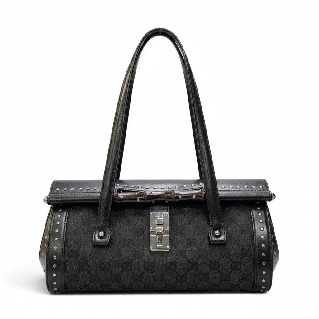 Gucci Tom Ford Era Studded Bamboo Bag Black