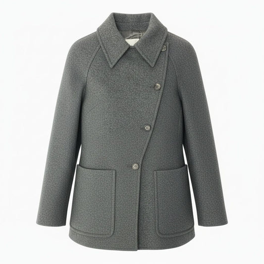 Celine Vintage Soutien Collar Coat Wool Cashmere Blend Gray 38
