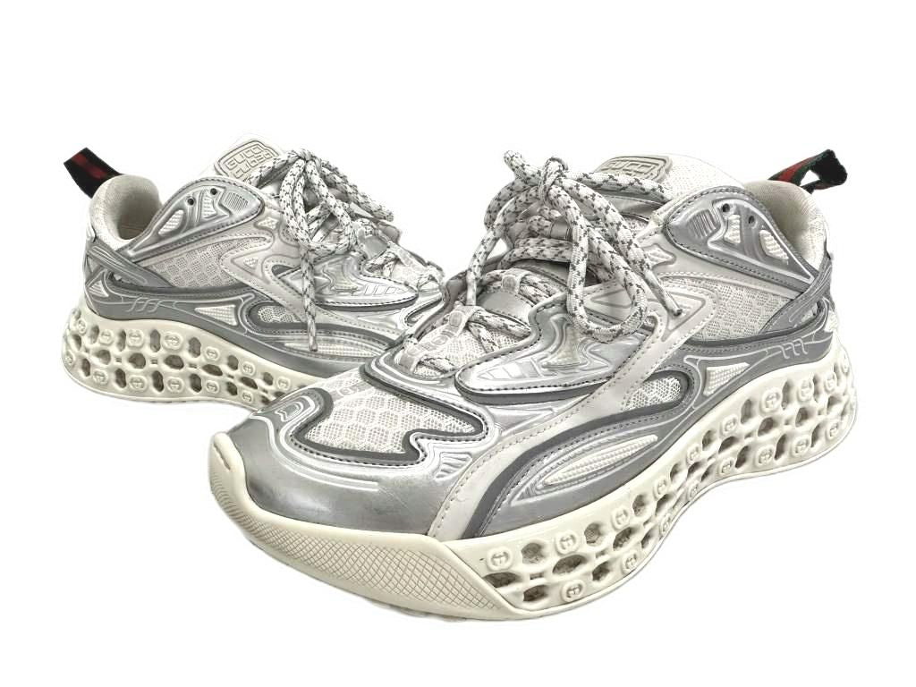 Gucci T Cube Demetra Mesh GG Sole Low Top Sneakers Silver White