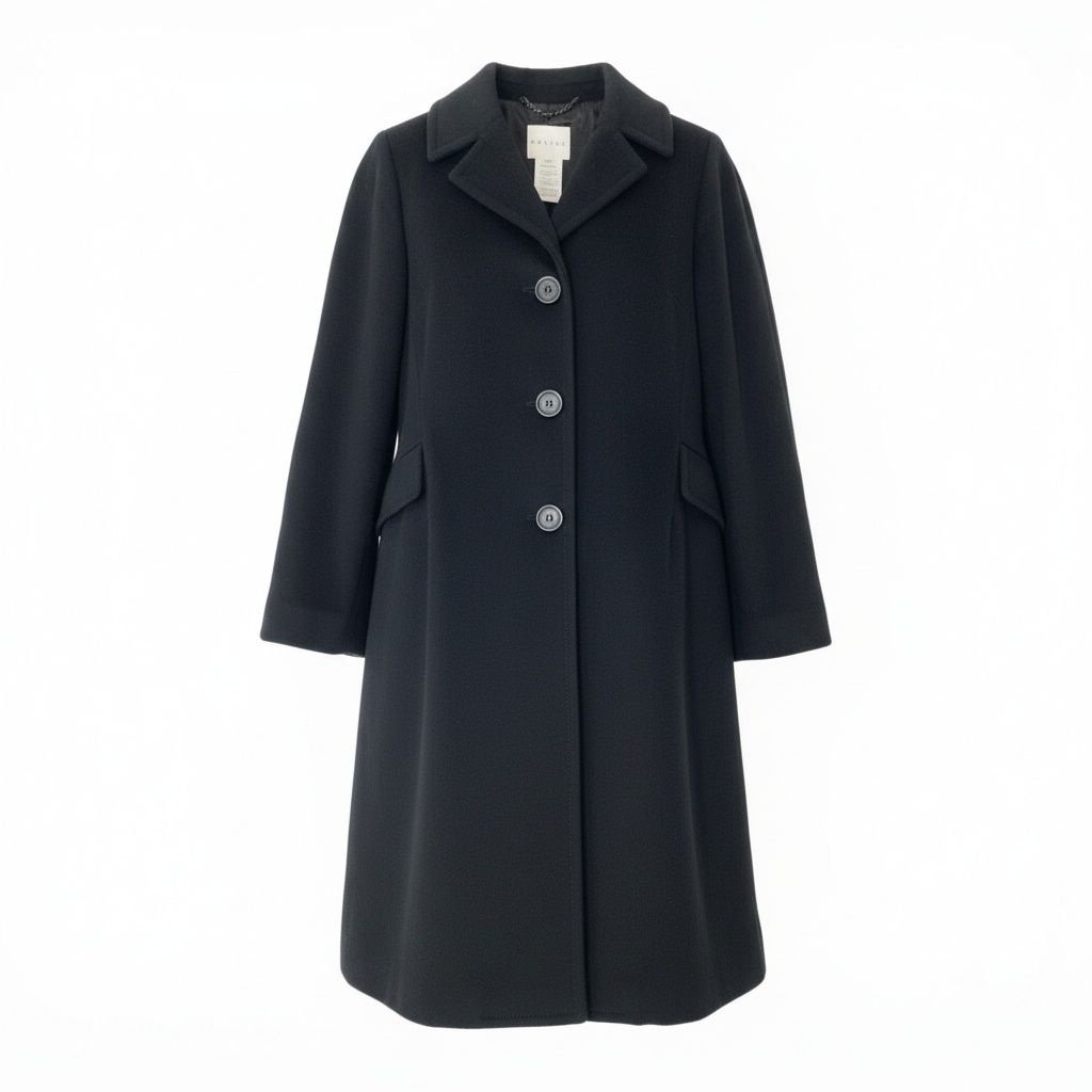 Celine Vintage Long Chesterfield Wool Coat Black