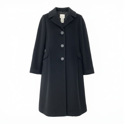 Celine Vintage Long Chesterfield Wool Coat Black