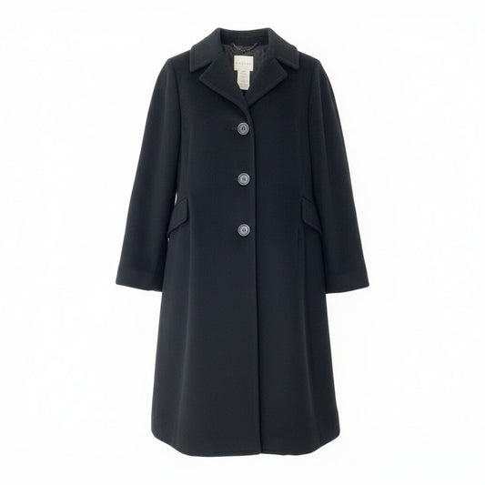 Celine Vintage Long Chesterfield Wool Coat Black