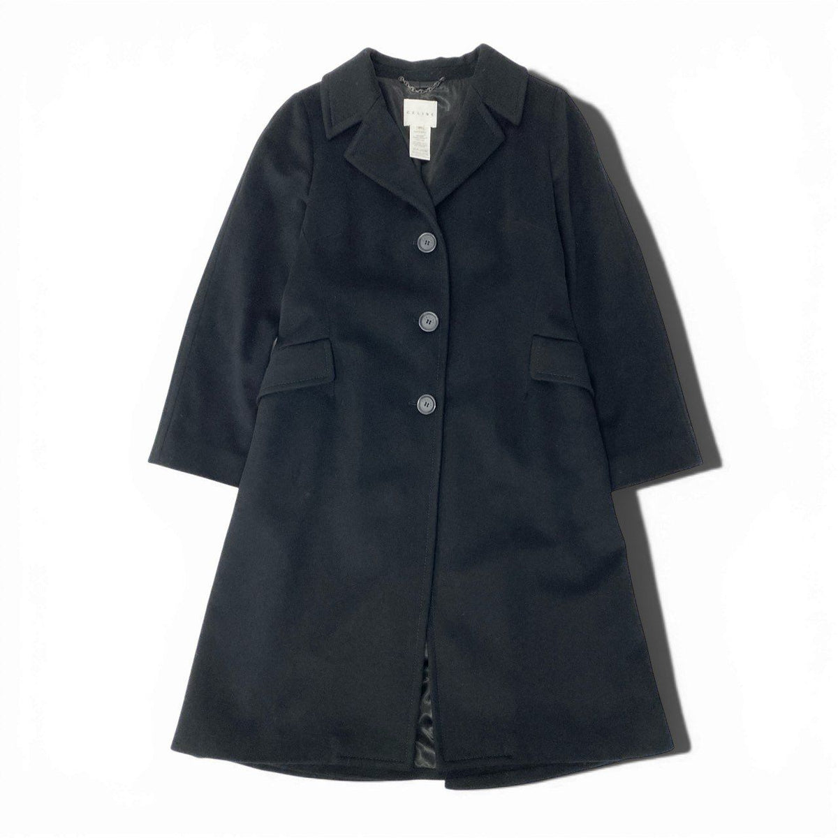 Celine Vintage Long Chesterfield Wool Coat Black — view 2