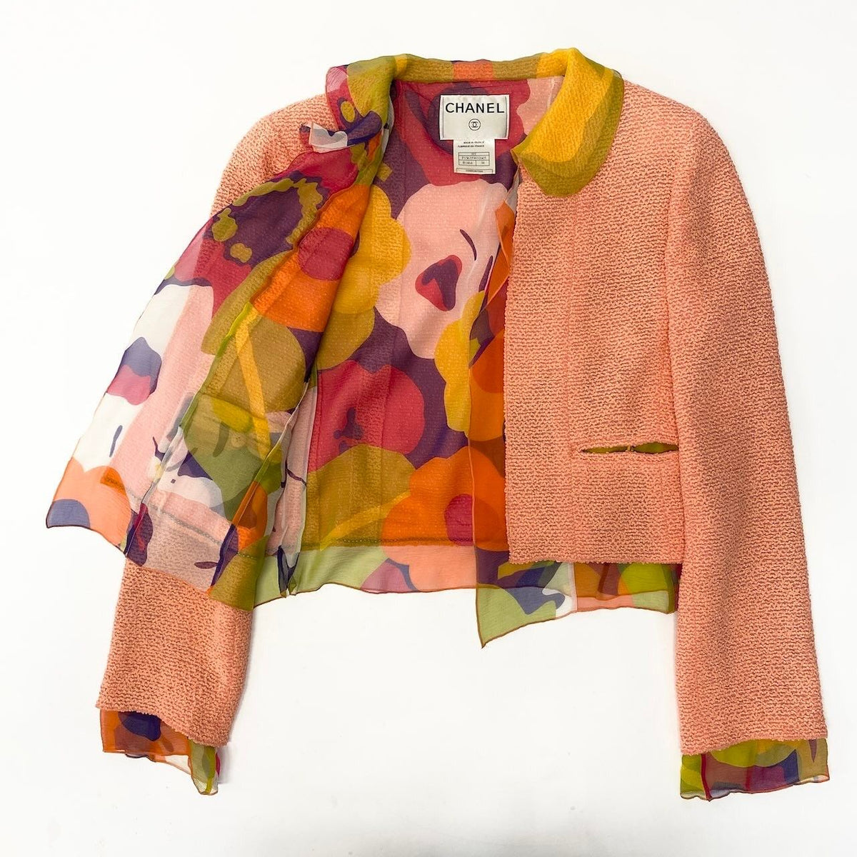 Chanel E8 Set Tweed Jacket No Top Skirt Orange Multicolor — view 5