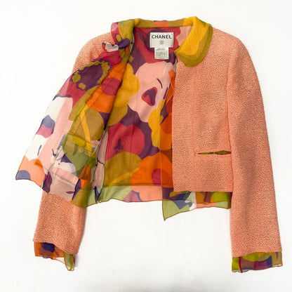 Chanel E8 Set Tweed Jacket No Top Skirt Orange Multicolor — view 5