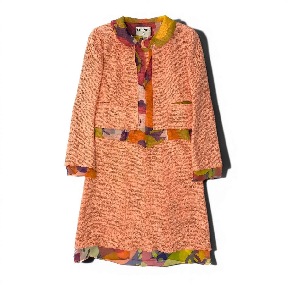 Chanel E8 Set Tweed Jacket No Top Skirt Orange Multicolor — view 2