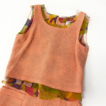 Chanel E8 Set Tweed Jacket No Top Skirt Orange Multicolor — view 7